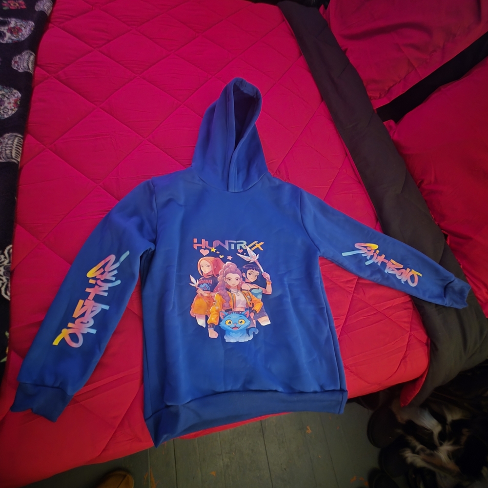 Hunter Kids Vibrant Blue Hoodie, K Pop Demon Hunters 10/12 NWOT